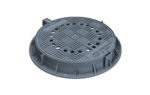 Чугунен капак Ø600 мм с панта, вентилиран, клас D400