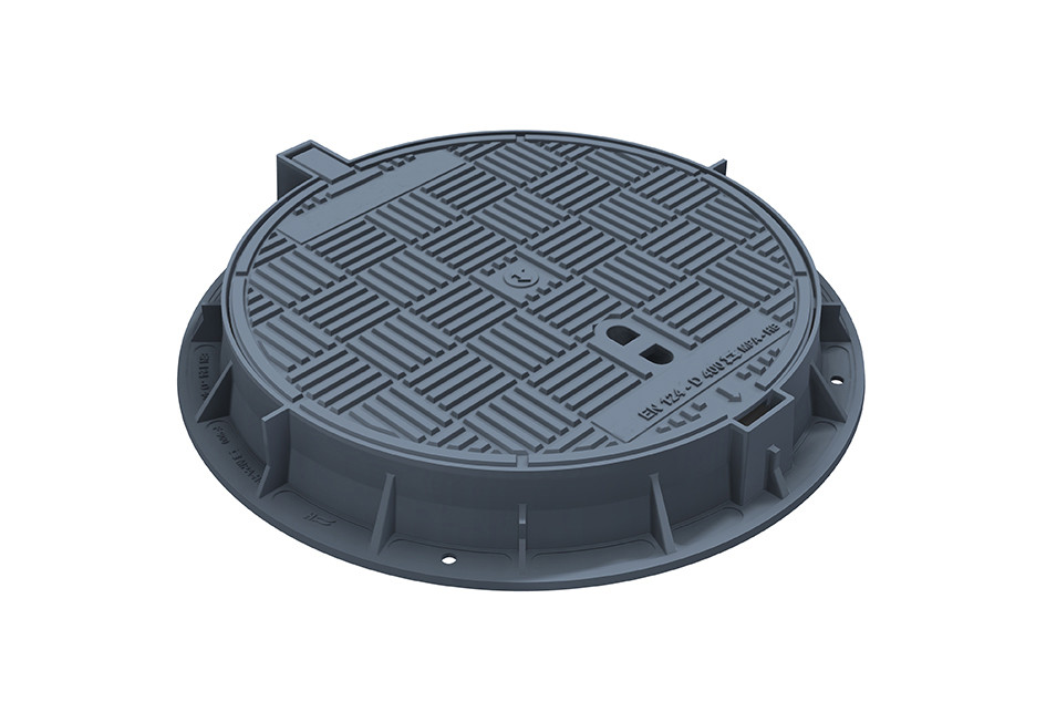 Чугунен капак Ø600 мм с панта, плътен, клас D400 Чугунен капак Ø600 мм с панта, плътен, клас D400