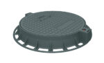 Чугунен капак Ø800 мм с панта, плътен, клас D400