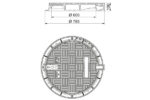 Чугунен капак Ø600 мм с панта, плътен, клас D400